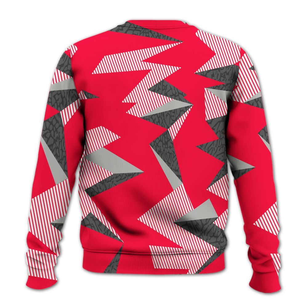 Sweatshirt To Match Retro Fire Red 3s - Geometric Camouflage Pattern All Over Print