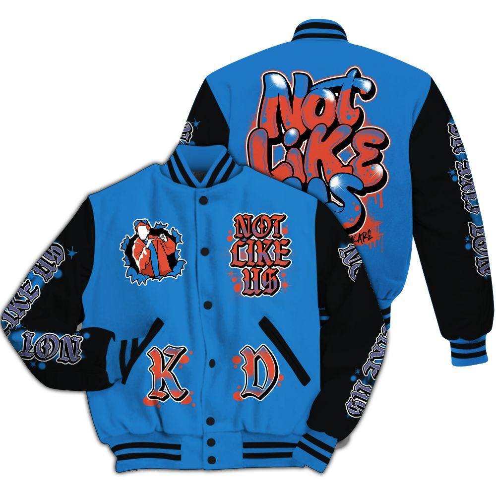 Varsity Jacket To Match Hi-Res Blue 700s - None Like Us Graphic All Over Print
