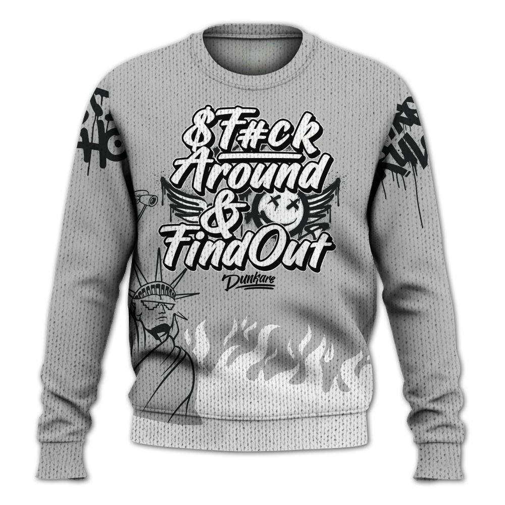 Knitted Sweater To Match Low 85 Metallic Black 1s - Graphic Fck Around Find Out