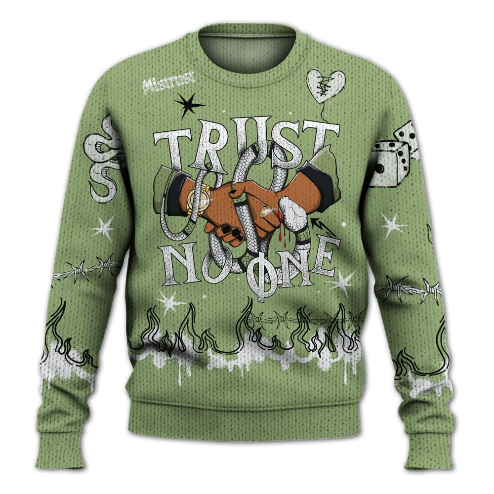Knitted Sweater To Match Oil Green 4s - Trust No One Snake-Bite Doodle Crayon
