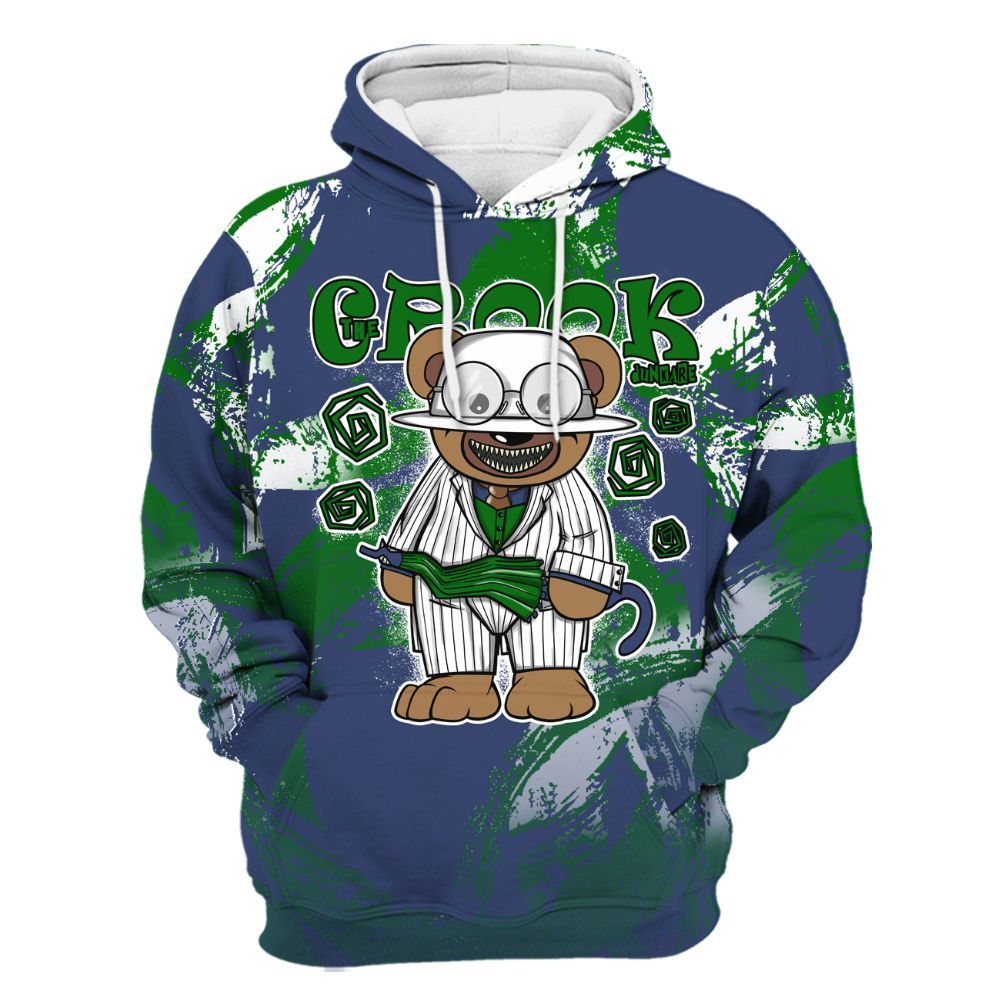 Hoodie To Match Midnight Navy 13s - Swindler Bear Circle Slpash All Over Print