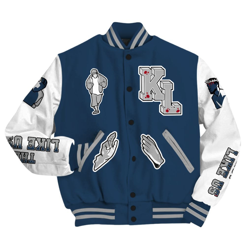 Varsity Jacket To Match Retro French Blue 2025 12s - Dislike Us All Over Print