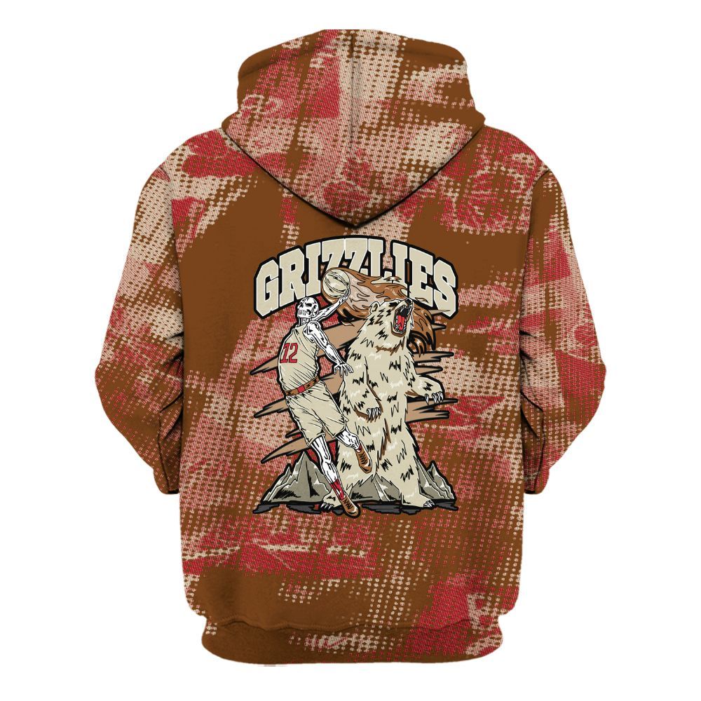 Hoodie To Match Archaeo Brown 5s - Grizzly Bear Skeleton Brown Sugar All Over Print