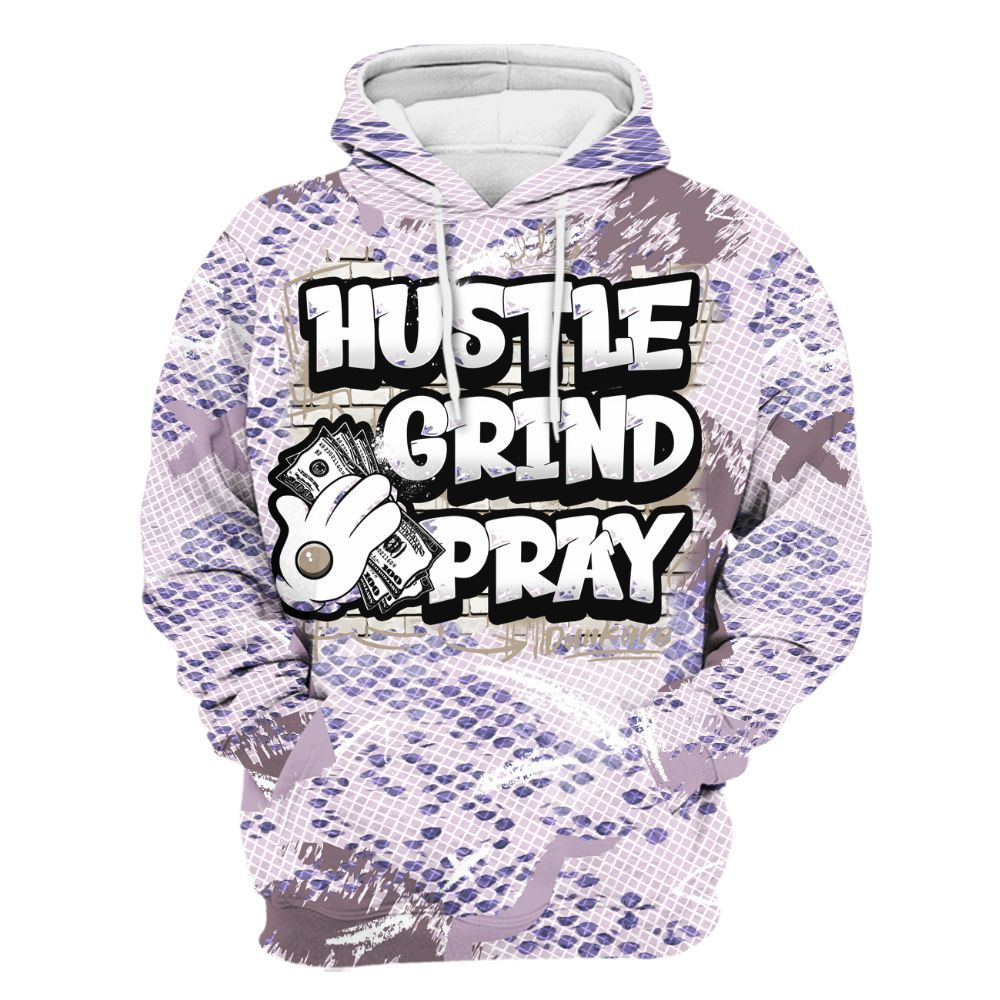 Hoodie To Match Air Force 1 Low Purple Snake - Hustle Grind Pray Retro All Over Print