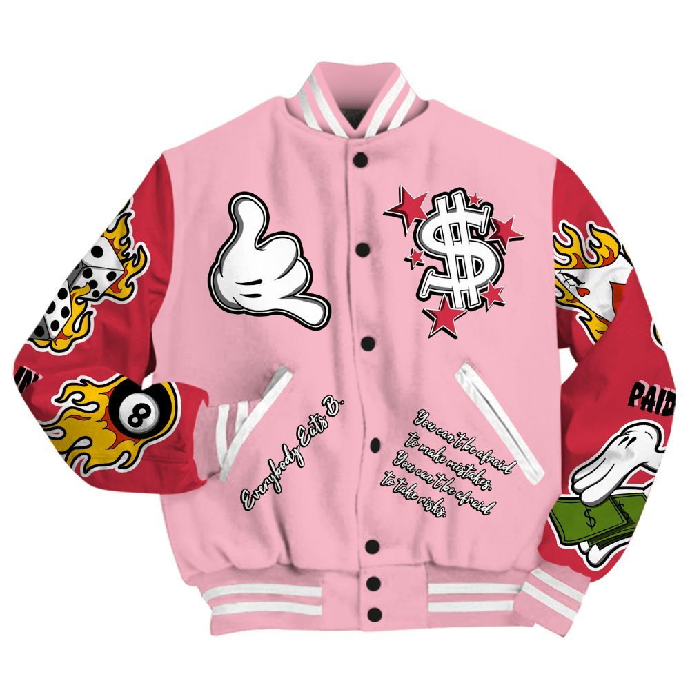 Varsity Jacket To Match Low OG Tropical Pink 1s - Everybody Paid In Full Graphic All Over Print
