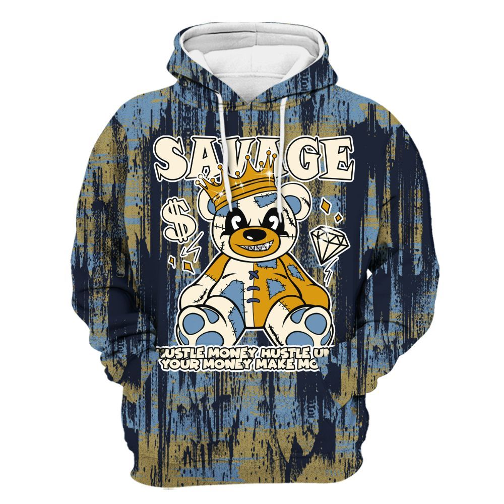 Hoodie To Match High OG First In Flight 1s - Savages Bear Glitch Art All Over Print