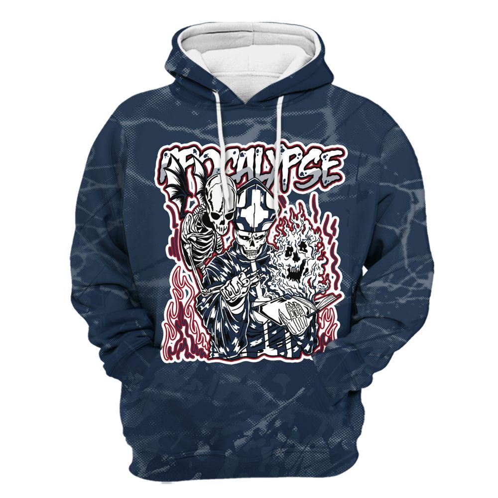 Hoodie To Match White Midnight Navy 6s - Apocalypse Skeleton Profound All Over Print