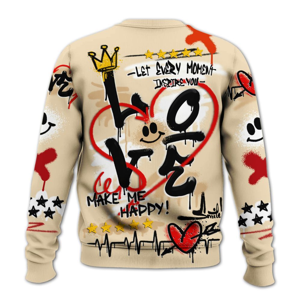 Sweatshirt To Match Dunk Low Strawberry Waffle - Happy Love Beats Graffiti Streetwear All Over Print
