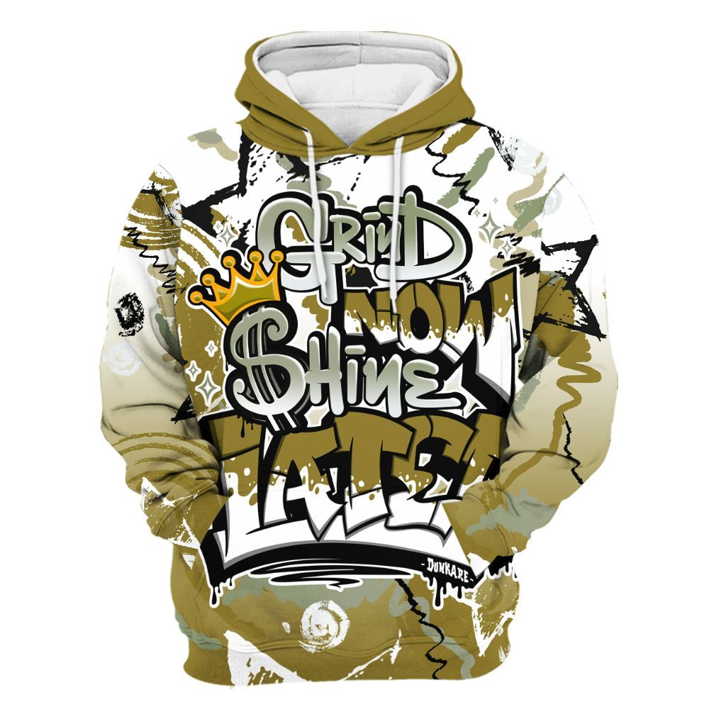 Hoodie To Match Air Flightposite Metallic Gold - Grind Shine Later Drip All Over Print