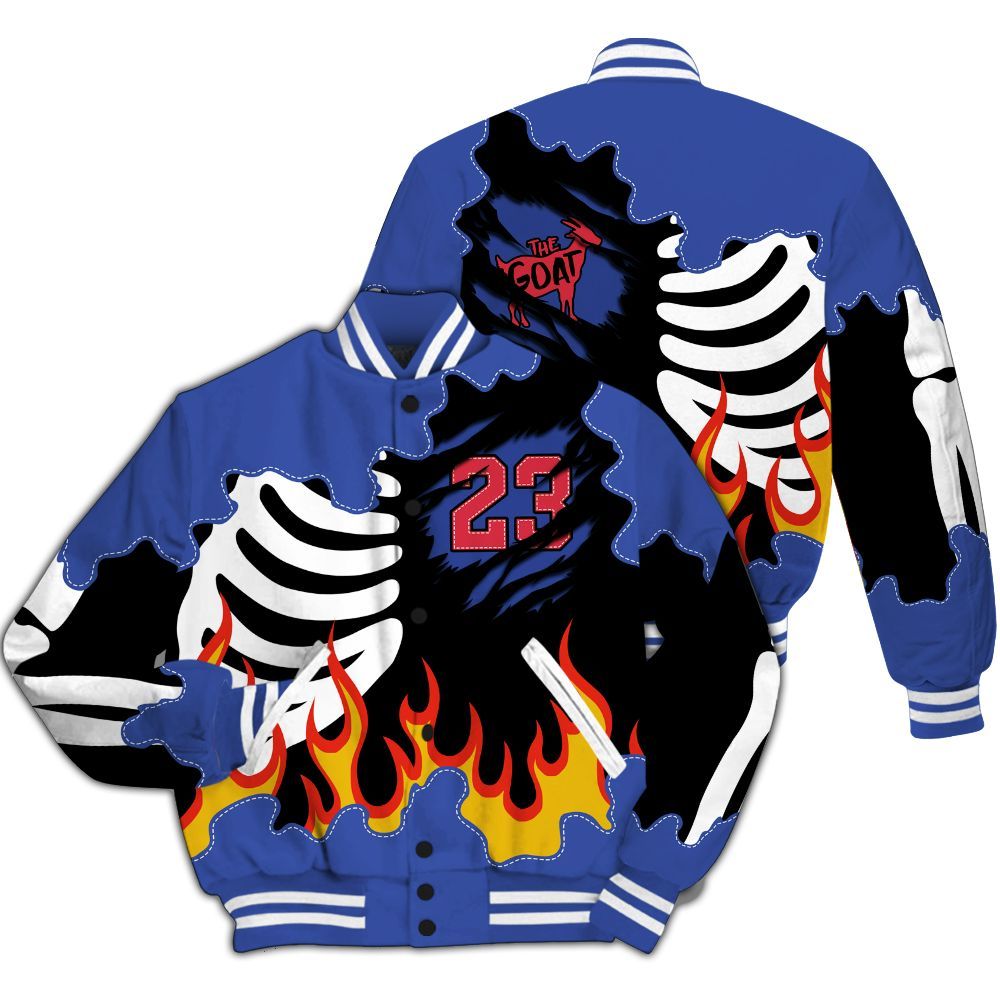 Varsity Jacket To Match Air Griffey Max USA Red White Blue 1s - Burning Skeleton 23 G.O.A.T All Over Print