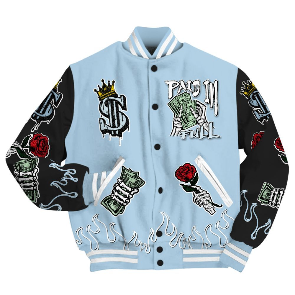 Varsity Jacket To Match Foamposite One Psychic Blue - Everybody Paid In All Over Print