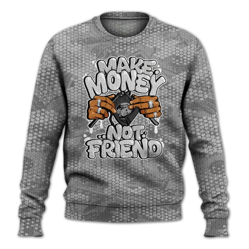 Knitted Sweater To Match Black Wolf Grey 12s - Make Moneys Not Friend Graphic Banknotes