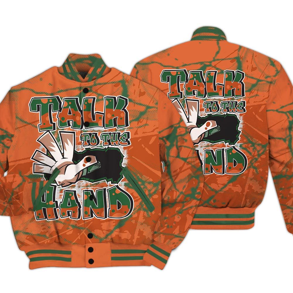 Varsity Jacket To Match Low Miami 5s - Talk To Hand Profound Graphic Varsity Jacket Unisex