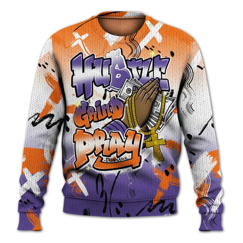 Knitted Sweater To Match Air Max Waffle SP Voltage Purple - Money Hustle Grind Pray