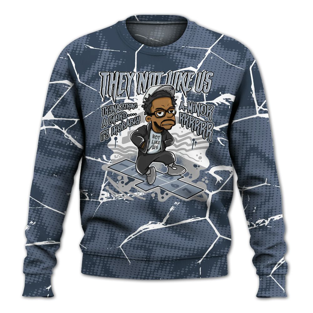 Sweatshirt To Match Low Diffused Blue 11s - Hopscotch Dislike Us Graphic Crack All Over Print