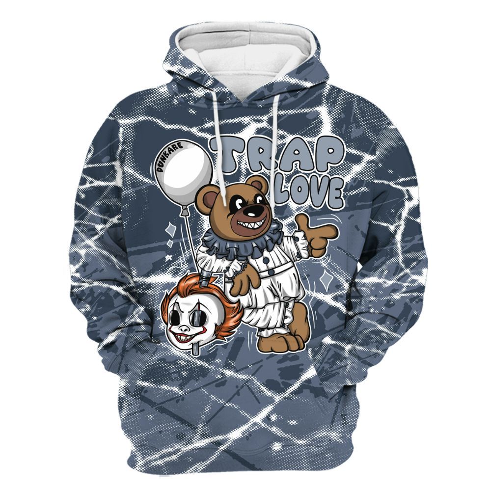 Hoodie To Match Low Diffused Blue 11s - Trap Loves Bear Profound All Over Print