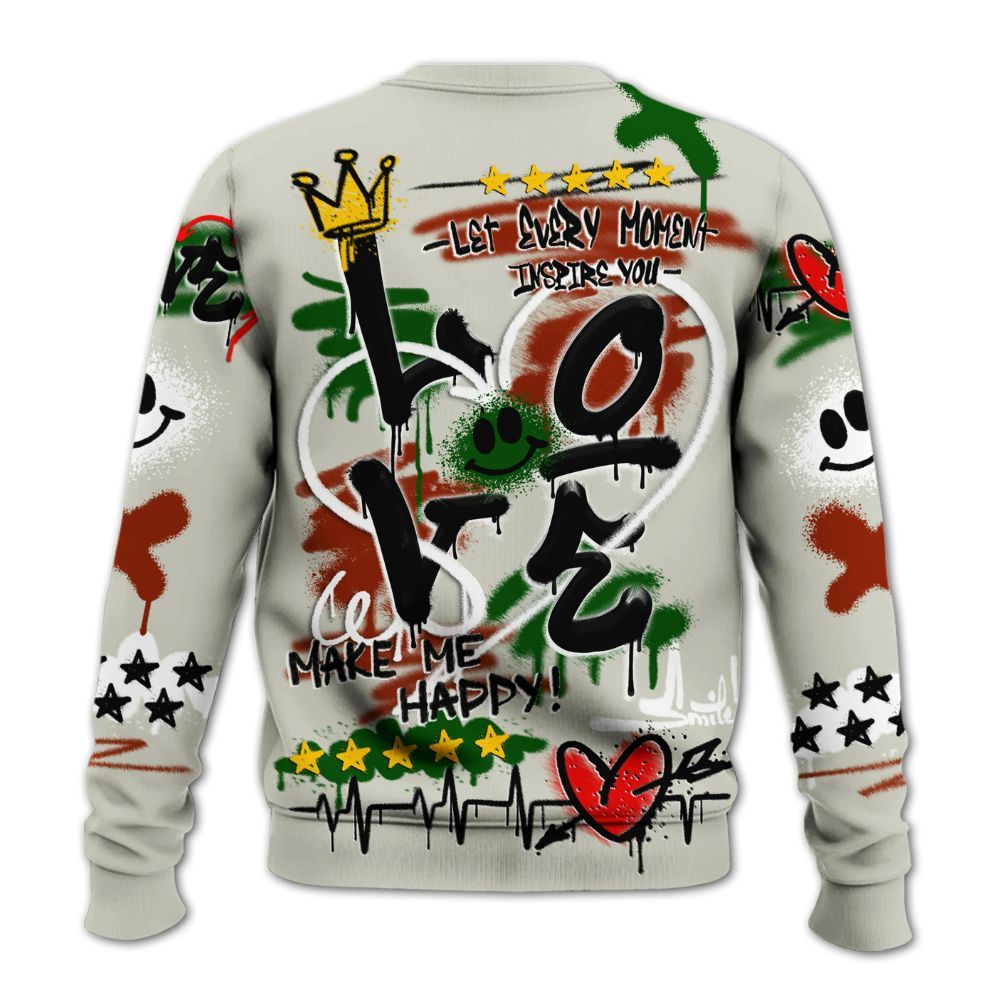 Sweatshirt To Match El Grito 5s - Happy Love Beats Graffiti Streetwear All Over Print