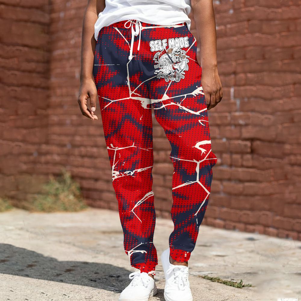 Sweatpant To Match Low OG Howard University 1s - Self Made Skeleton Crack All Over Print