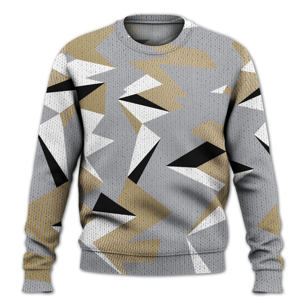 Sweater To Match Retro High OG Cool Grey 1s - Geometric Camouflage Pattern Graphic