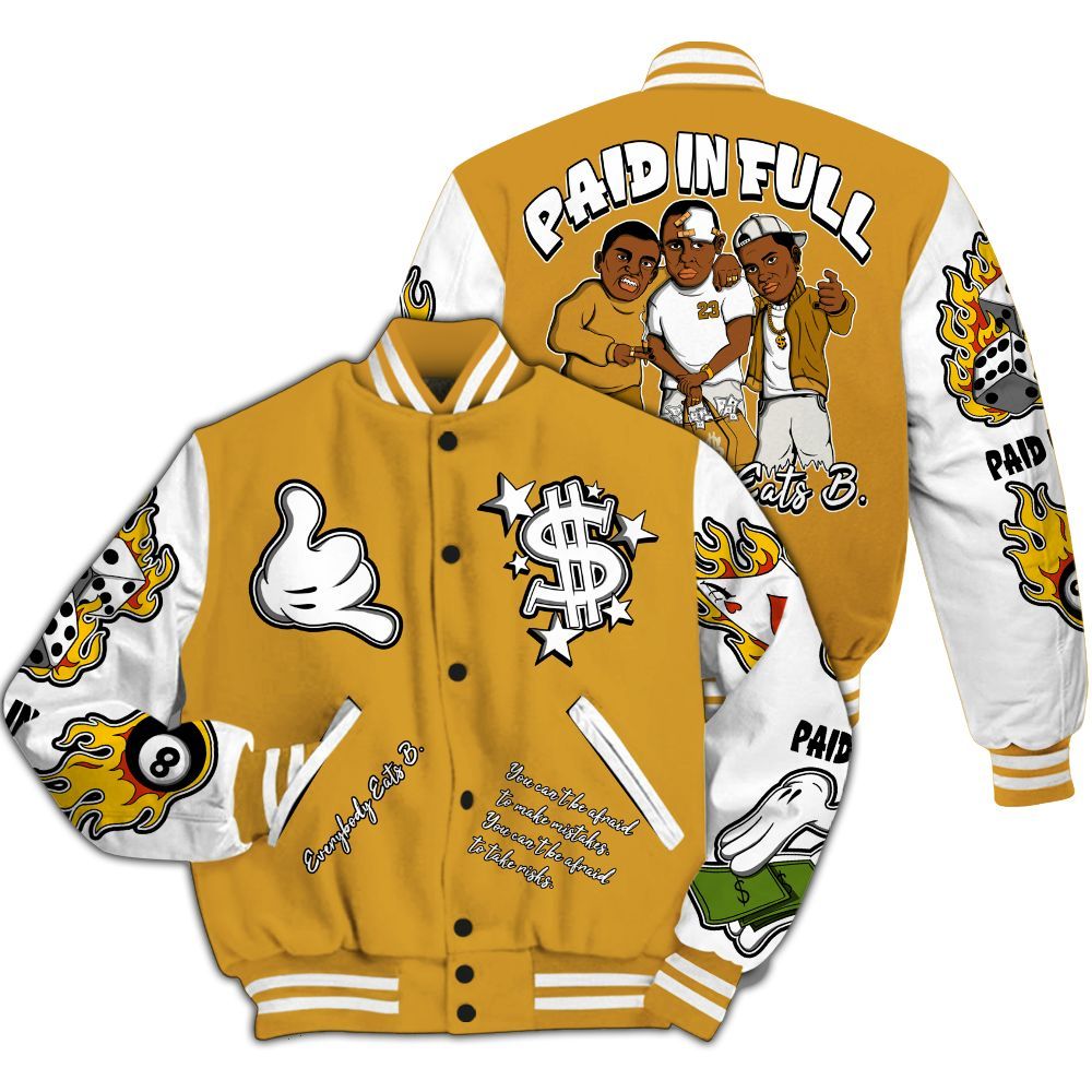 Varsity Jacket To Match Dunk Low Wheat Pale Ivory - Funny Everybody Paid In Full Graphic All Over Print