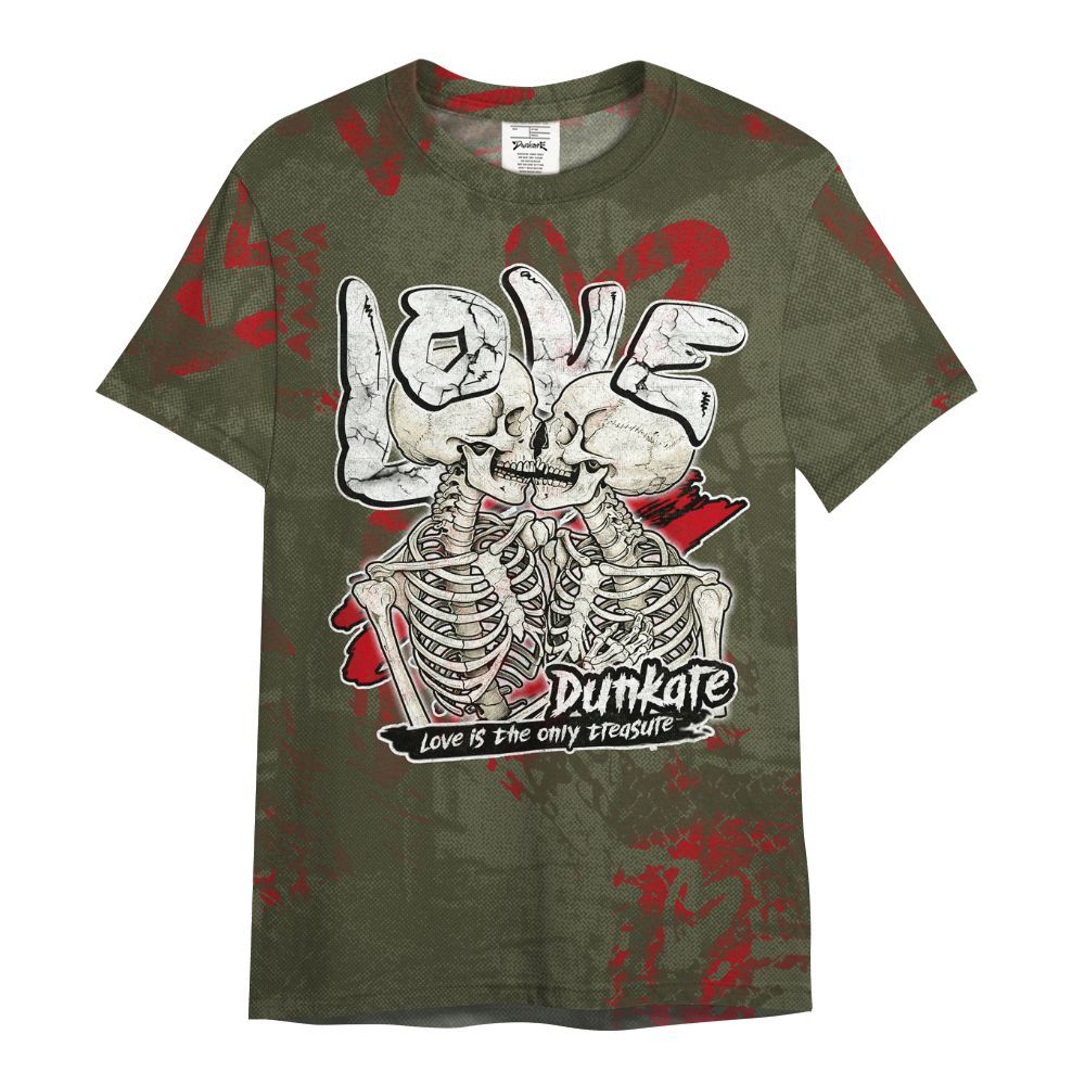 Shirt To Match Low OG Medium Olive 1s - Skull Love All Over Print