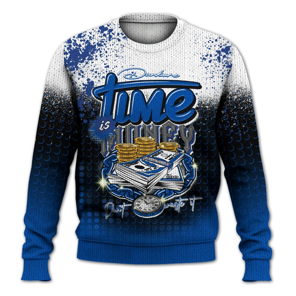 Knitted Sweater To Match Racer Blue 5s - Halftone Time Is Money