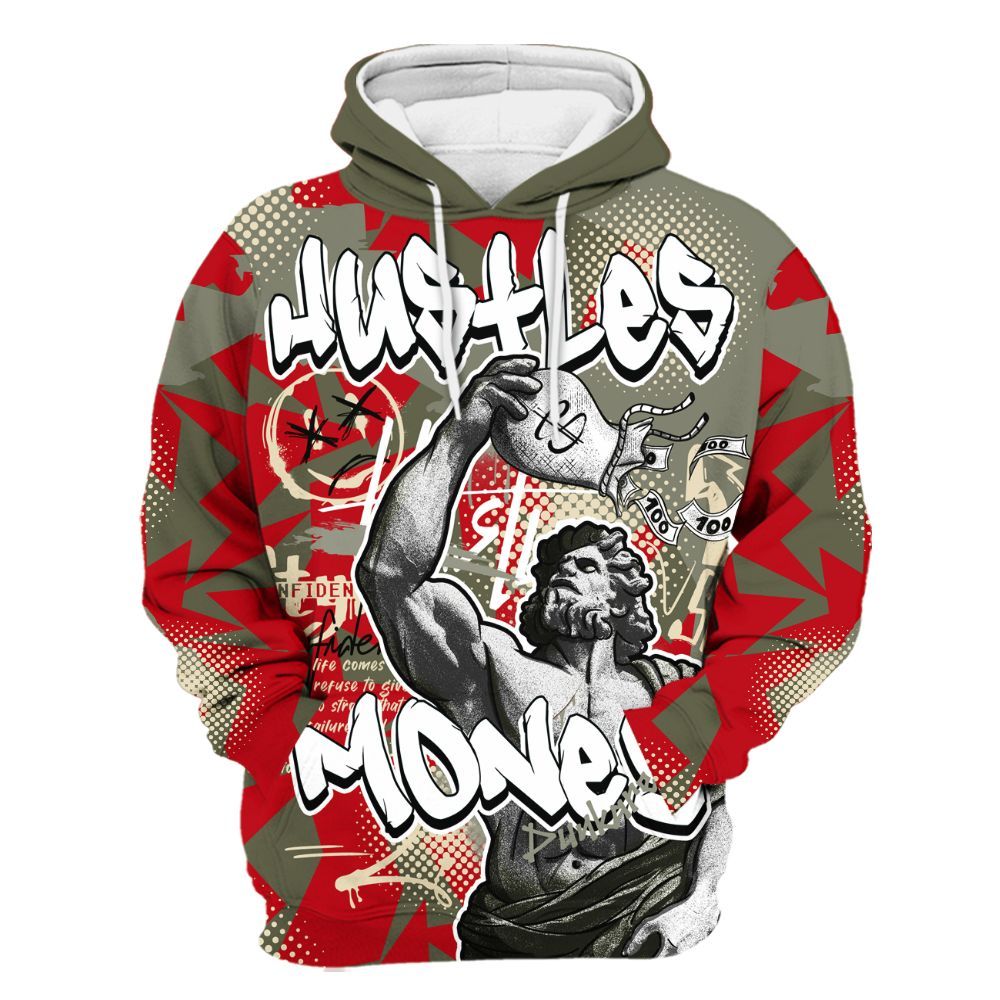 Hoodie To Match Low OG Medium Olive 1s - Huslte Money Retro All Over Print
