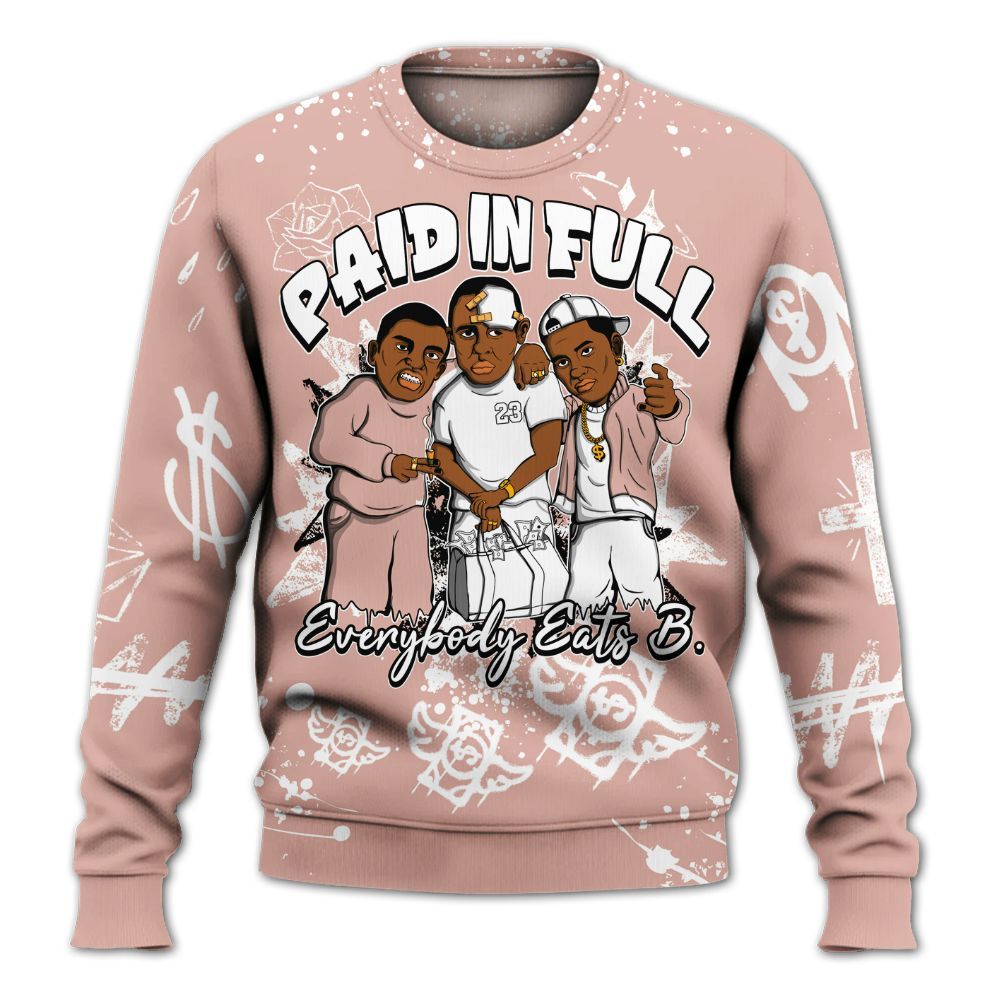 Sweatshirt To Match Dunk Low Pink Velvet - Everybody Paid In Full Crayon All Over Print