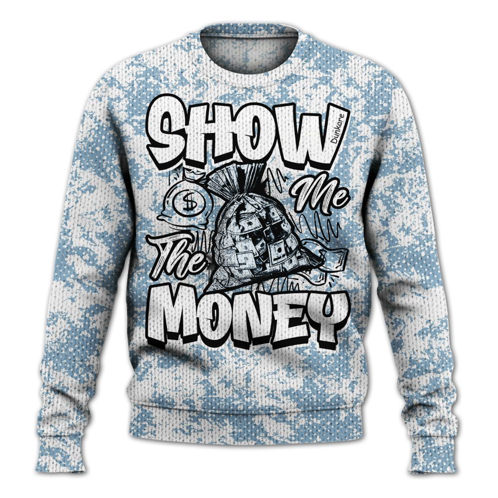 Knitted Sweater To Match High University Blue 1s - Show Me The Money Retro