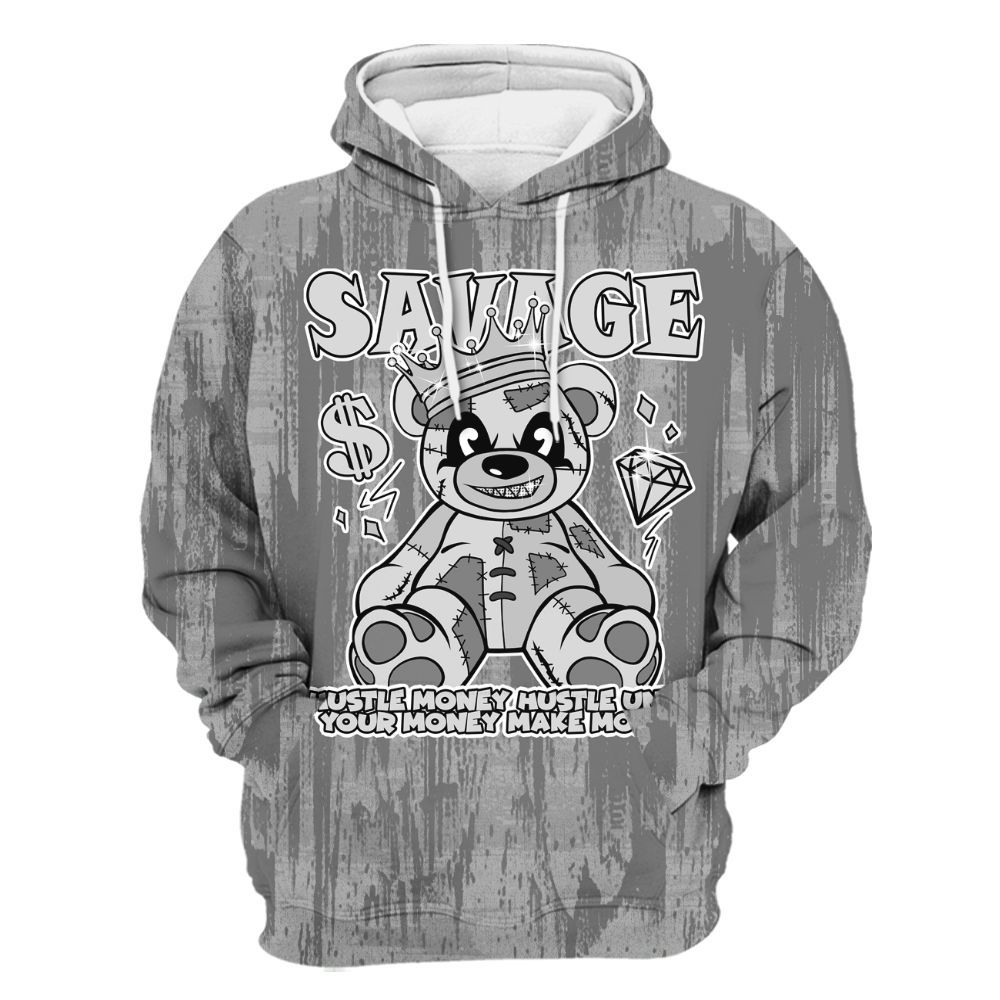 Hoodie To Match Black Wolf Grey 12s - Savages Bear Glitch Art All Over Print
