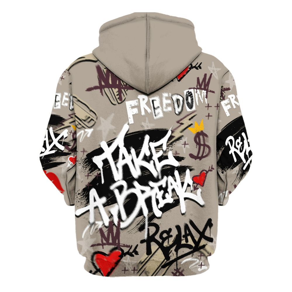 Hoodie To Match AMM Retro Phantom 4s - Take Break Freedom Graffiti Streetwear All Over Print