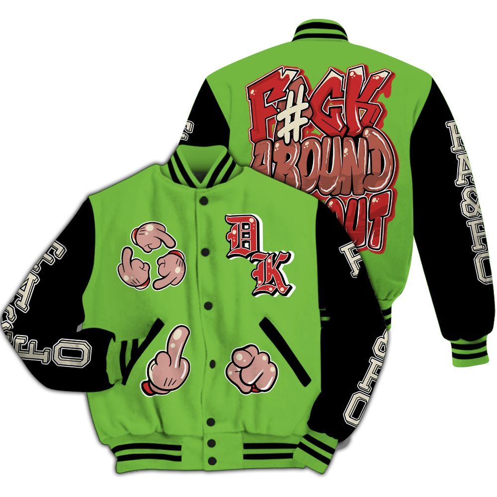 Varsity Jacket To Match Air Max Waffle SP Action Green - F Around Find Out Graphic All Over Print