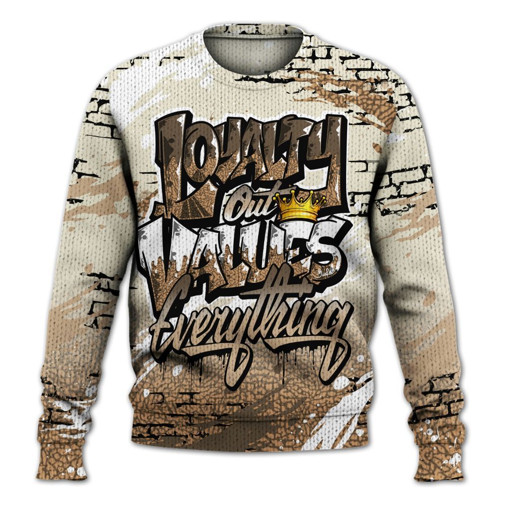 Knitted Sweater To Match Orewood Brown 3s - Values Of Loyalty Drip