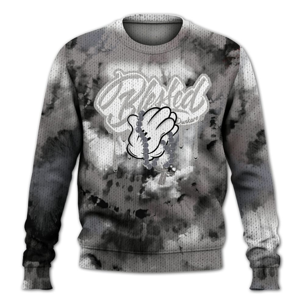 Knitted Sweater To Match Cool Grey 11s - God Blessed Tie Dye