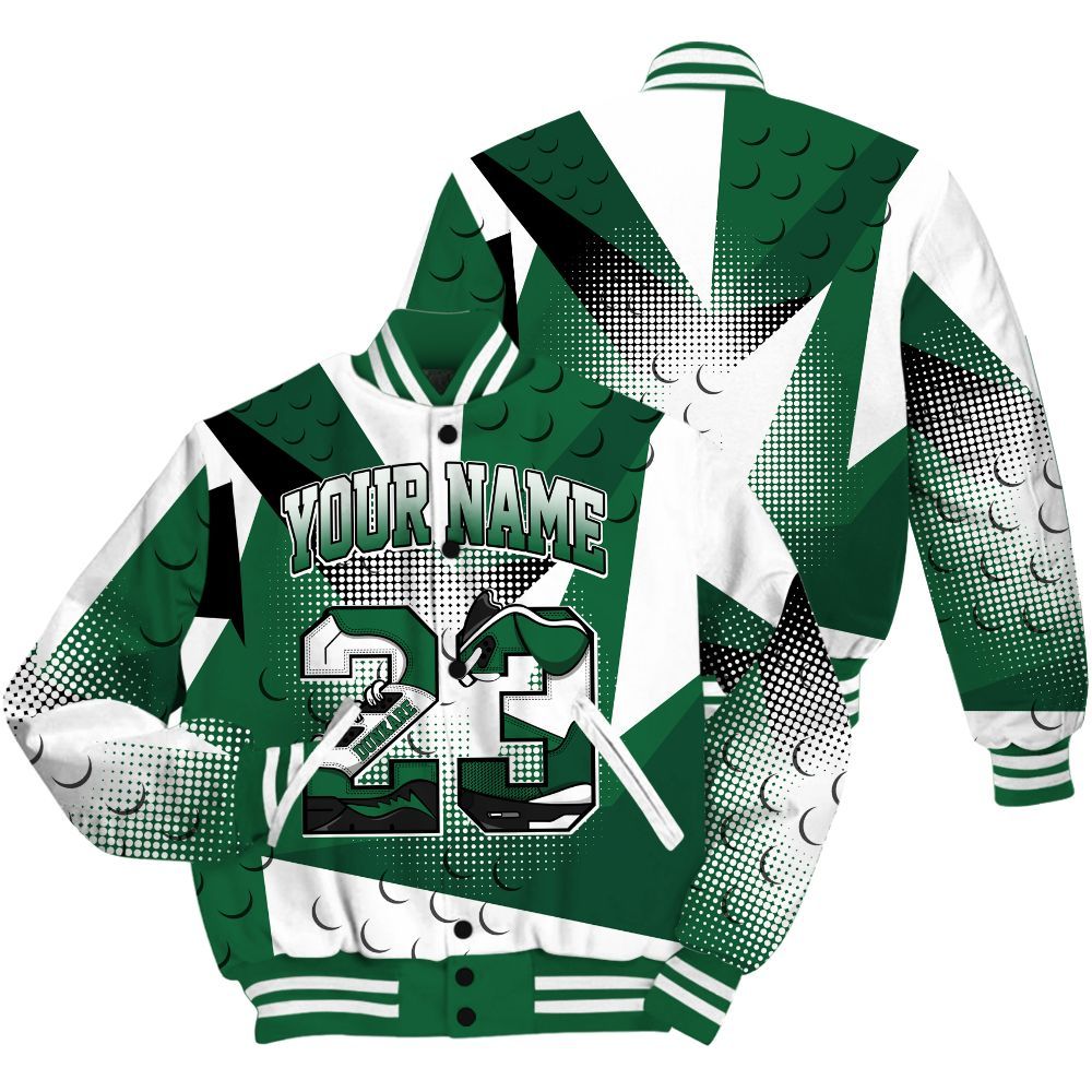 Varsity Jacket To Match High Gorge Green 1s Shirt, Poly Custom Name Number 23 5s All Over Print