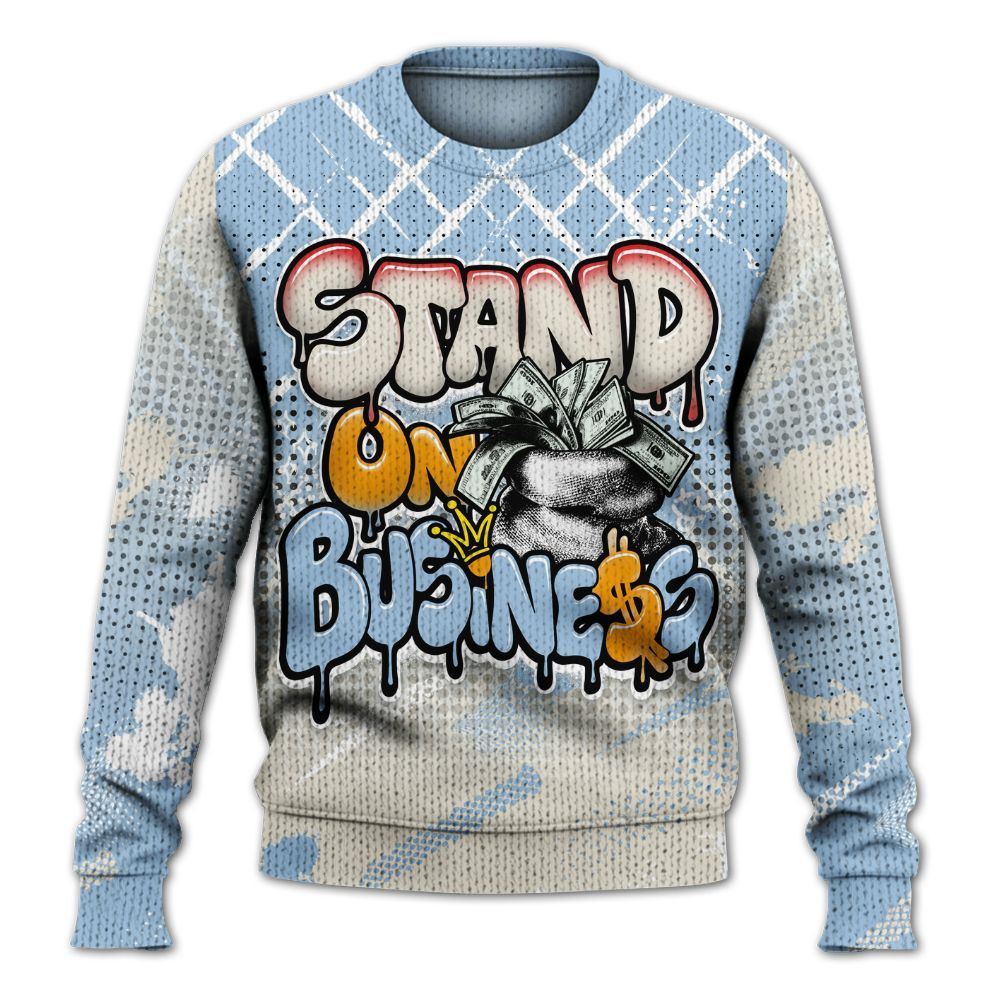 Sweater To Match Retro High OG Pale Ivory Psychic Blue 1s - Halftone Stand Business Dripping Graphic
