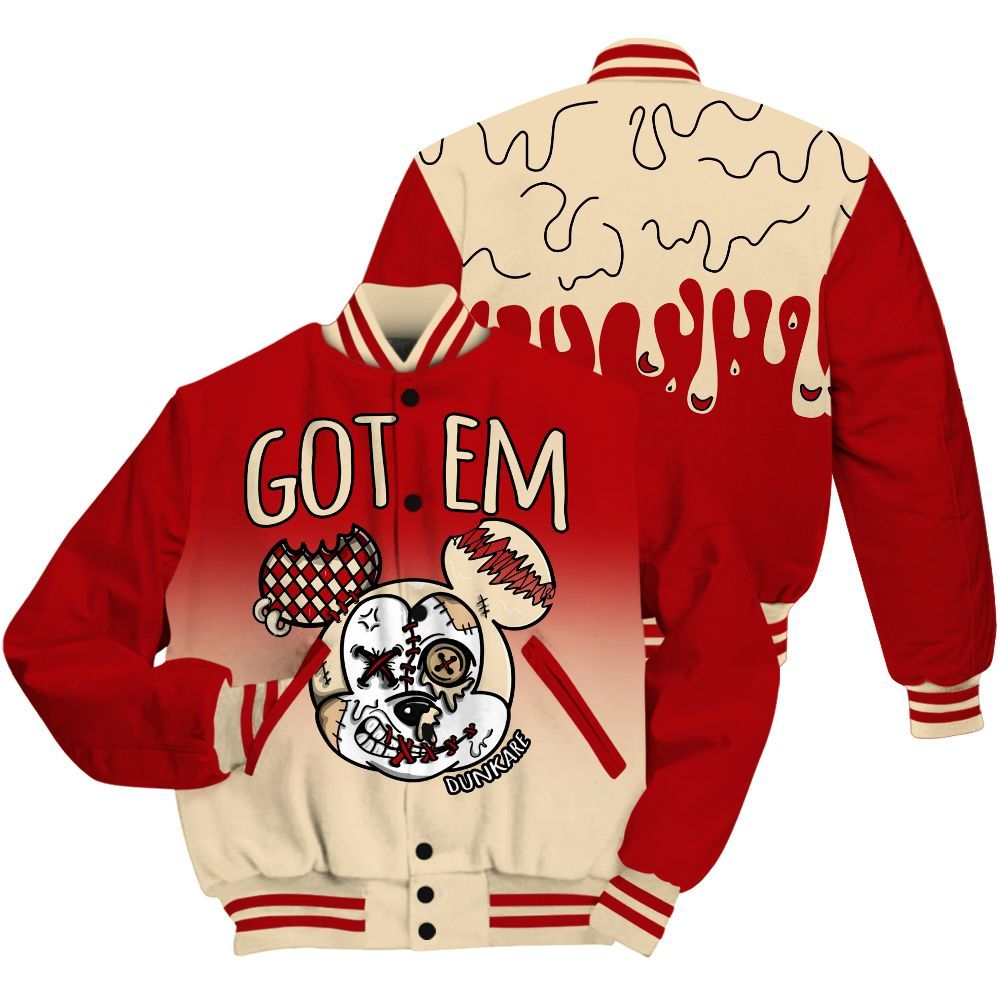Varsity Jacket To Match Dunk Low Strawberry Waffle Shirt, Got Em Dripping All Over Print