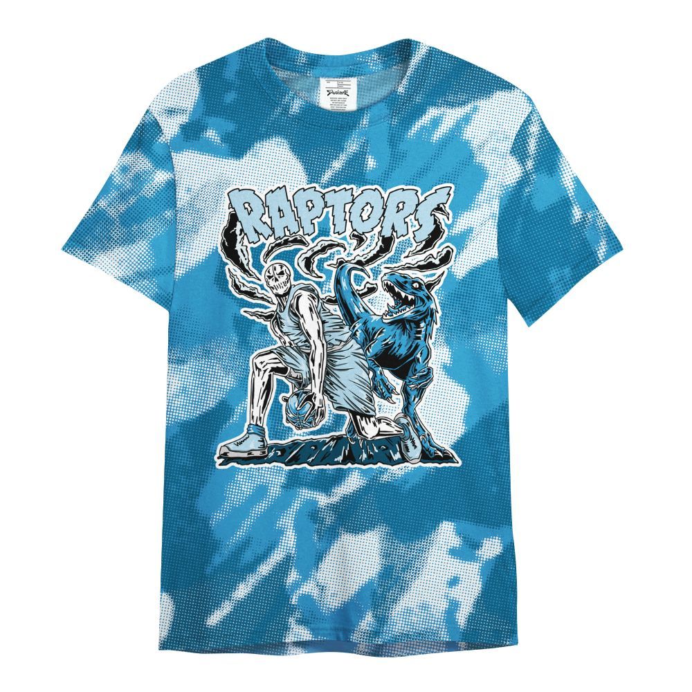 Shirt To Match Powder Blue 9s - Raptors Skeleton Abstract Halftone All Over Print