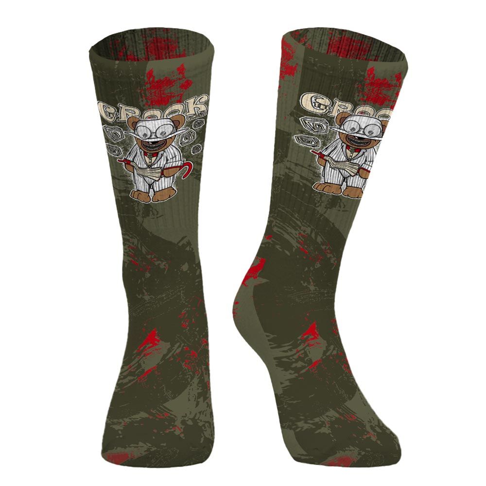 Sock To Match Travis Scott Low OG Medium Olive 1s - Swindler Bear Circle Slpash