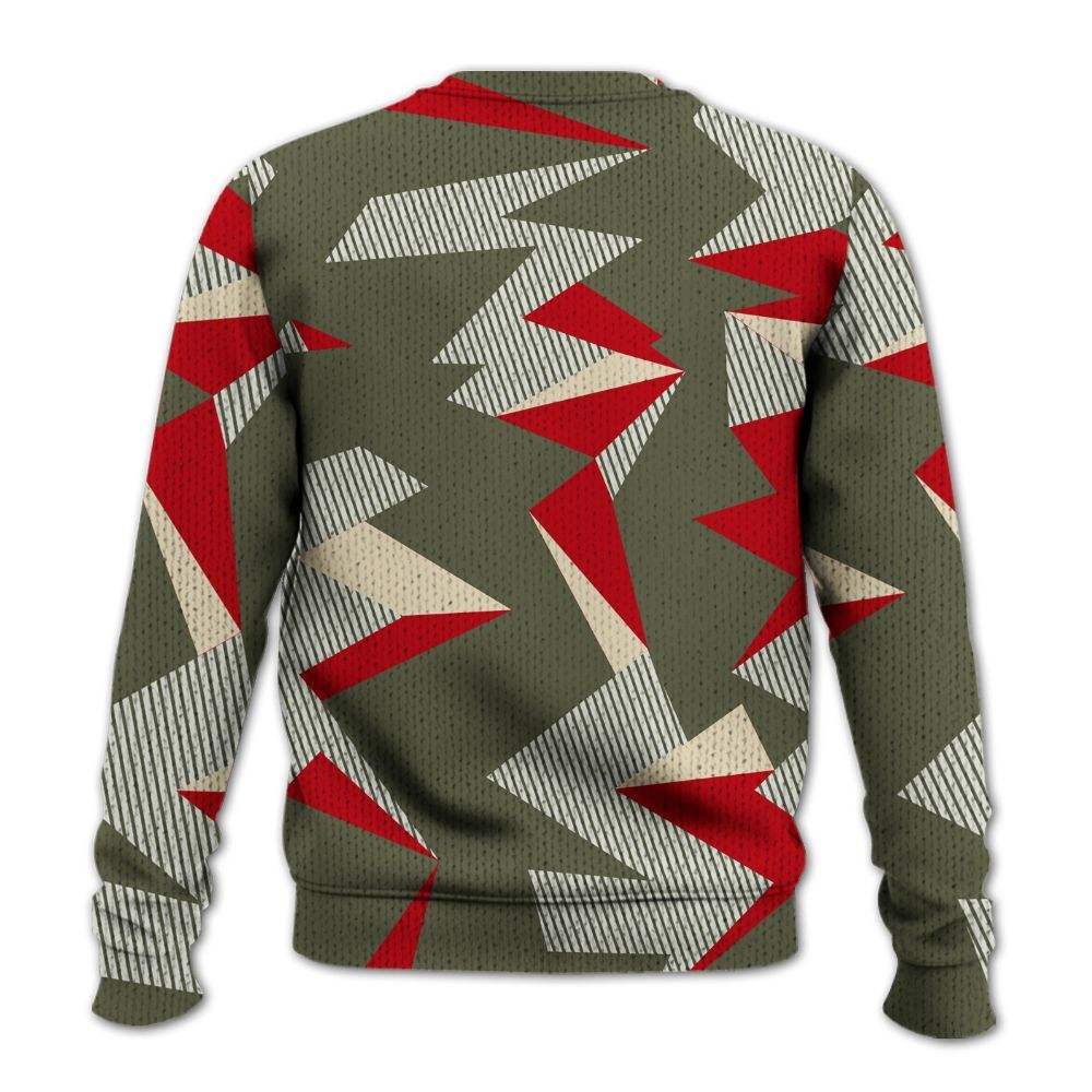 Knitted Sweater To Match Travis Scott Low OG Medium Olive 1s - Geometric Camouflage Pattern