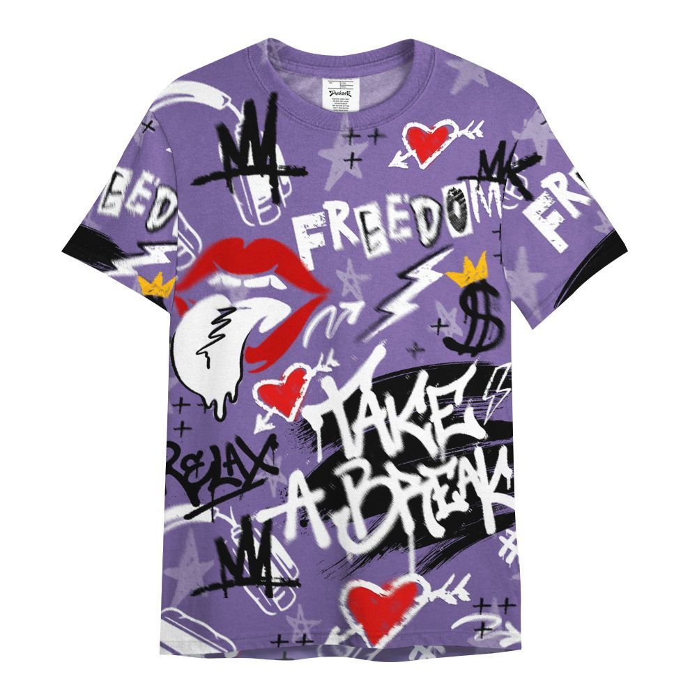 Shirt To Match Dunk Low Black Raspberry - Take Break Freedom Graffiti Streetwear All Over Print
