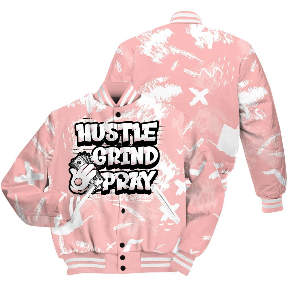 Varsity Jacket To Match Low Legend Pink 11s - Hustle Grind Pray Retro All Over Print