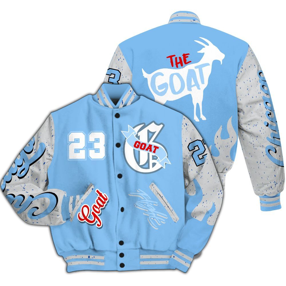 Varsity Jacket To Match University Blue 5s - The G.O.A.T Flight Streetwear All Over Print