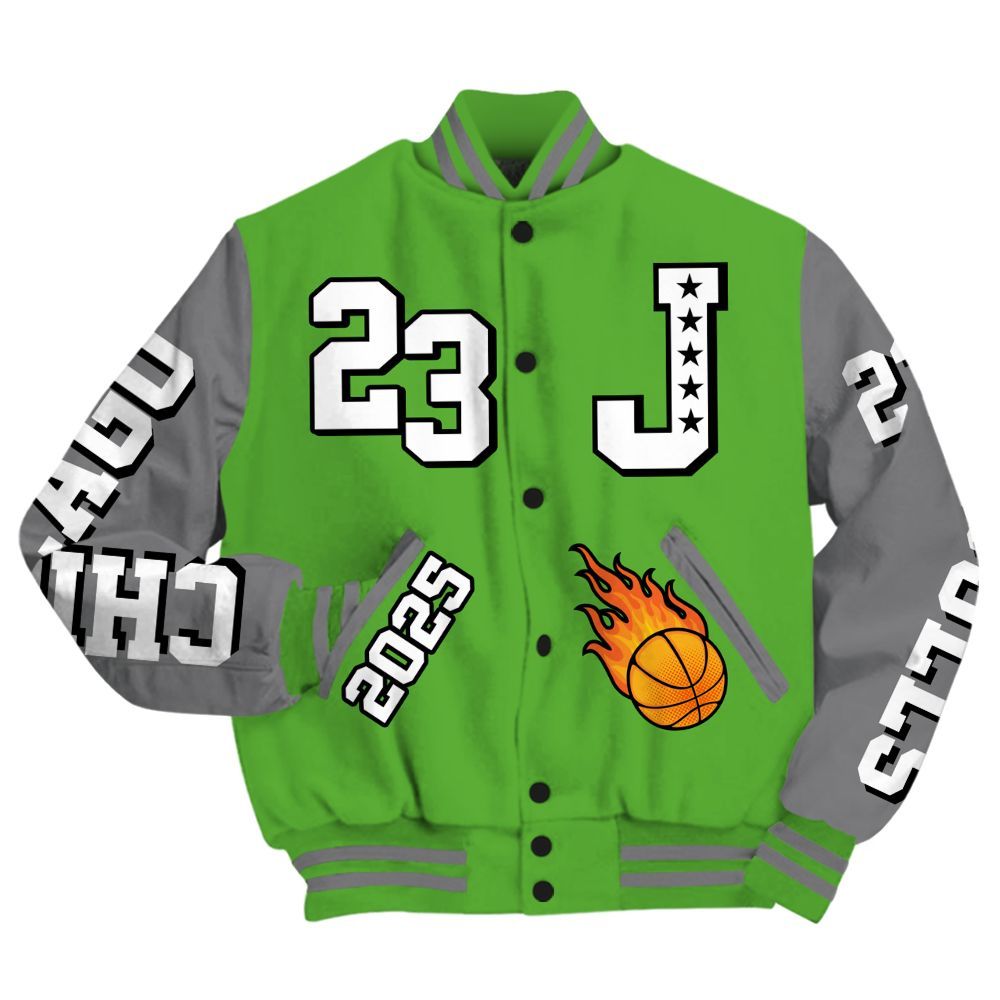 Varsity Jacket To Match Retro Green Bean 5s - Chicago 23 Basketball All Over Print
