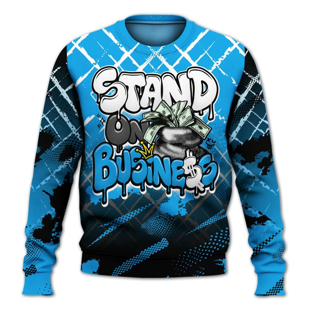 Sweatshirt To Match Black University Blue 2022 13s - Halftone Stand Business Dripping All Over Print
