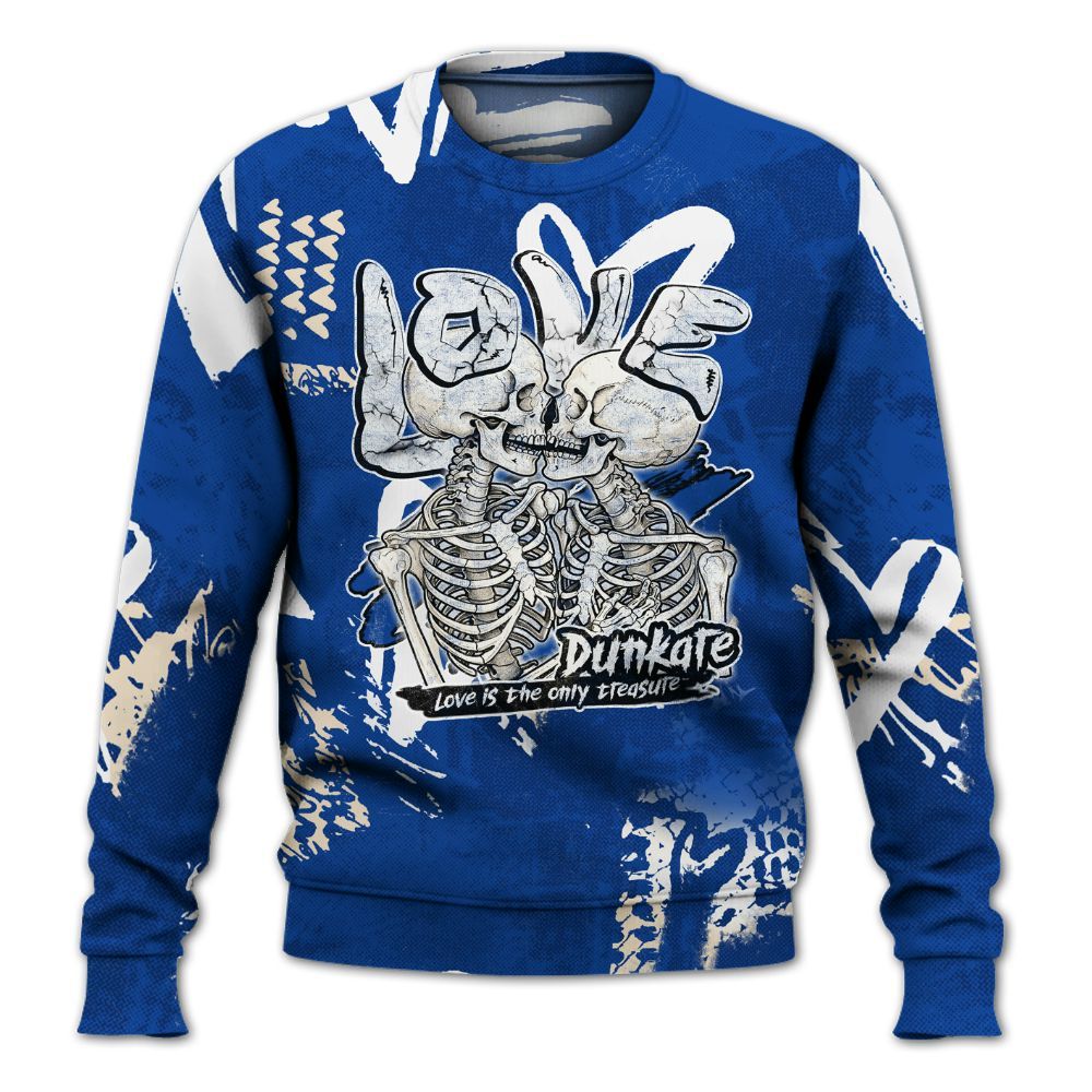 Sweatshirt To Match Low Game Royal 1s - Skull Love All Over Print