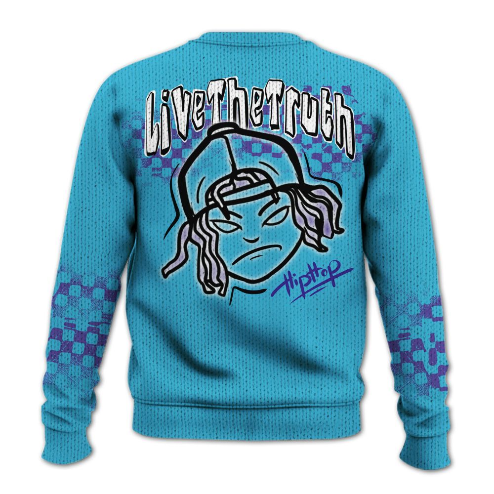 Knitted Sweater To Match Retro Aqua 6s - Feel Life Street Style