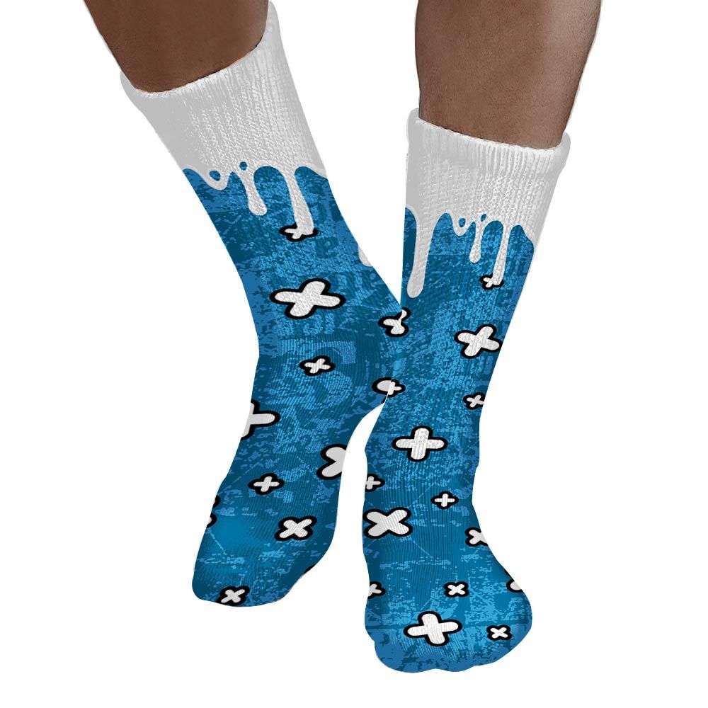 Sock To Match Powder Blue 9s - Dripping Signs Graphic Unisex
