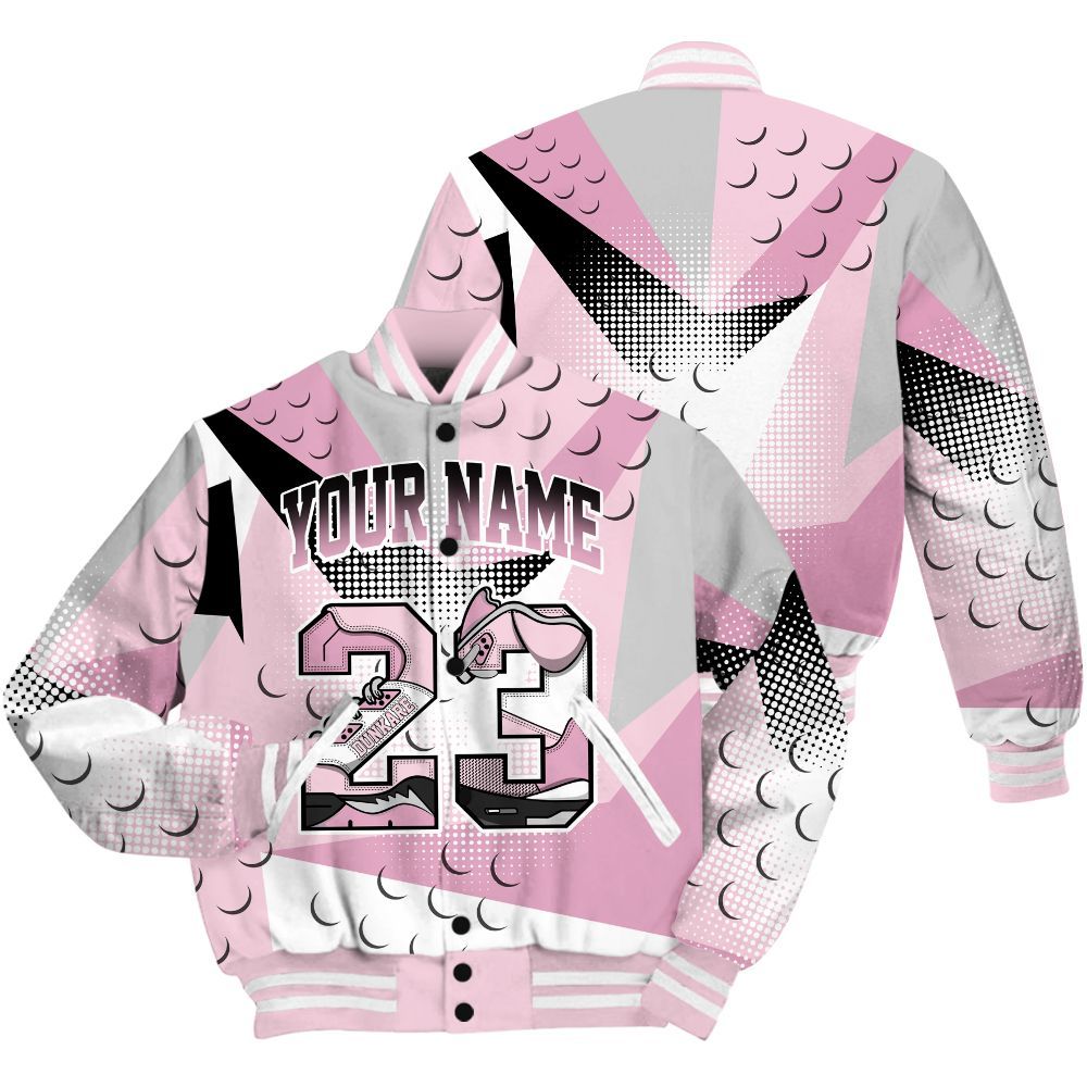 Varsity Jacket To Match Orchid 4s Shirt, Poly Custom Name Number 23 5s All Over Print