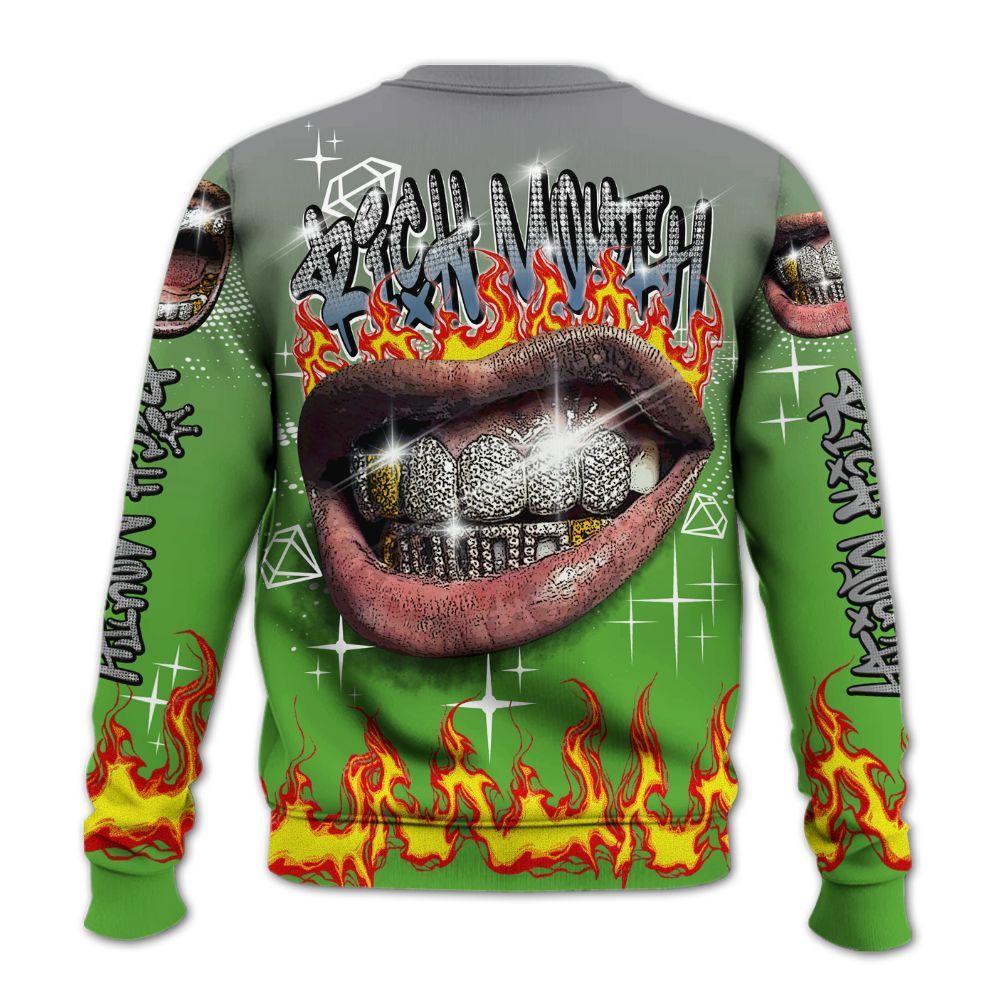 Sweatshirt To Match Retro Green Bean 5s - Rich Mouth Fire Rap Retro 90s All Over Print